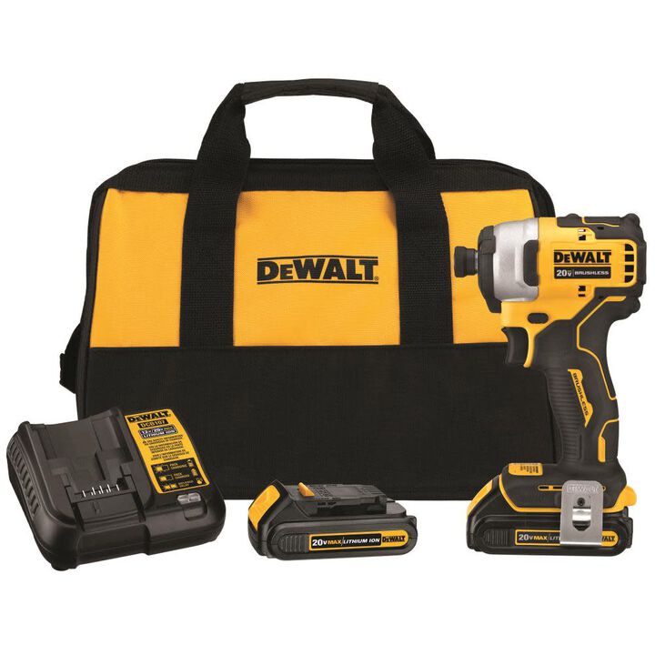 DEWALT 20V MAX Brushless Atomic Compact 1/4in Impact Driver Kit (2 Batteries)