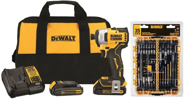 DEWALT 20V MAX Compact Brushless Impact Driver Kit & Rapid Load Accessory Set With Toughcase+ Bundle