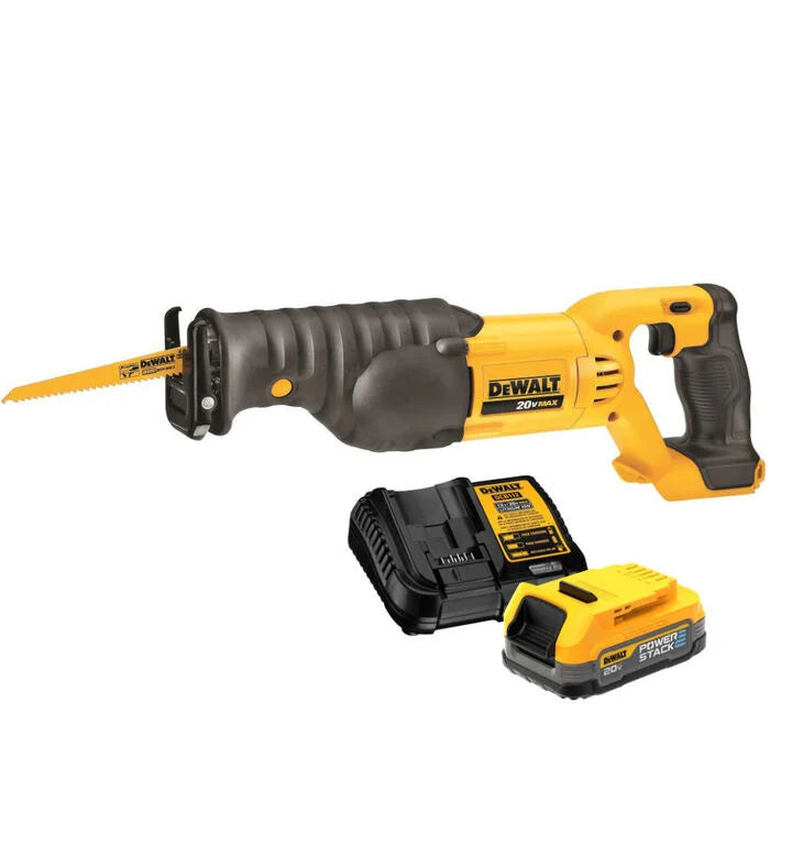 DEWALT 20V MAX Reciprocating Saw with POWERSTACK 20V MAX Battery & Charger Kit Bundle