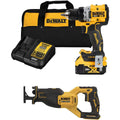 DEWALT 20V MAX XR Cordless 1/2in Drill/Driver & Reciprocating Saw Combo Kit Bundle