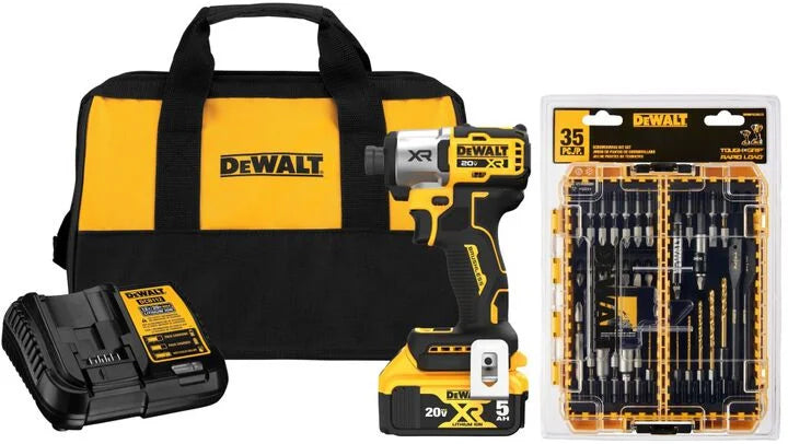 DEWALT 20V MAX XR Impact Driver Kit & Rapid Load Accessory Set With Toughcase+ Bundle
