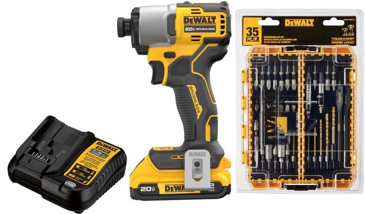 DEWALT 20V MAX XTREME Brushless 1/4 Inch Impact Driver Drill Kit & Rapid Load Accessory Set With Toughcase+ Bundle