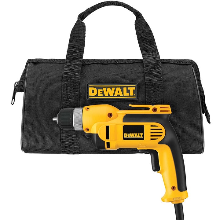 DEWALT 3/8in (10mm) VSR Pistol Grip Drill Kit with Keyless Chuck