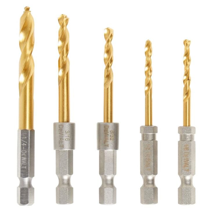 DEWALT 5pc Impact Ready Titanium Nitride Coating Drill Set