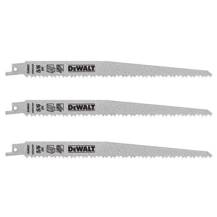 DEWALT 9 Inch 6 TPI Pruning Bi-Metal Reciprocating Saw Blades 3 Pieces