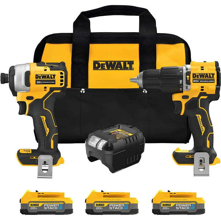 DEWALT ATOMIC 20V MAX* Brushless Drill & Impact Driver Combo Kit with 3 POWERSTACK Batteries