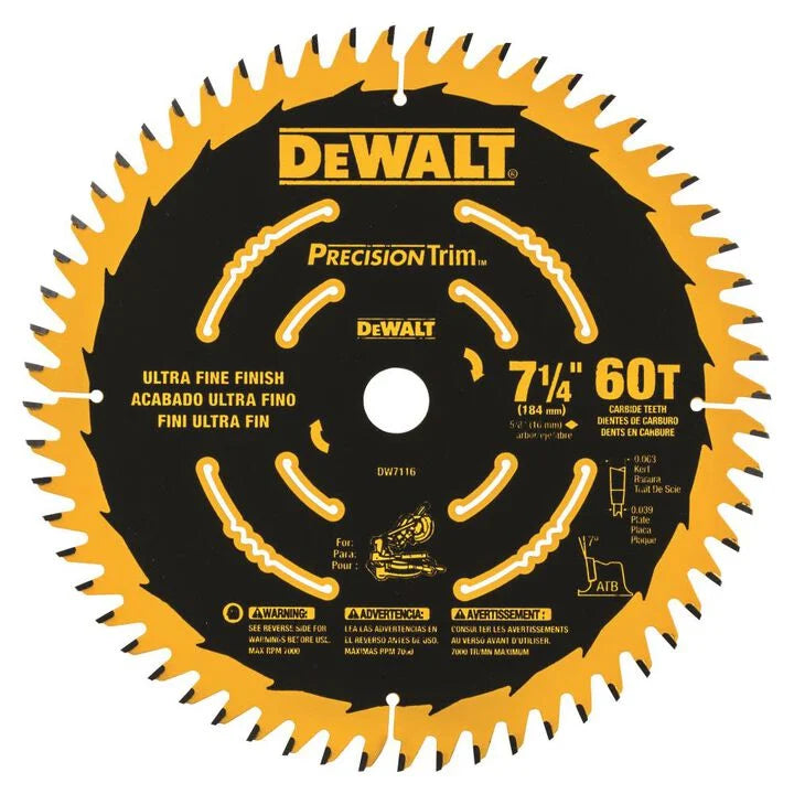 DEWALT Cordless Miter Saw Blade 7-1/4 In. 60T