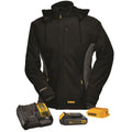 DEWALT Hooded Soft Shell Jacket Kitted: Battery Adapter & Charger Black - Medium